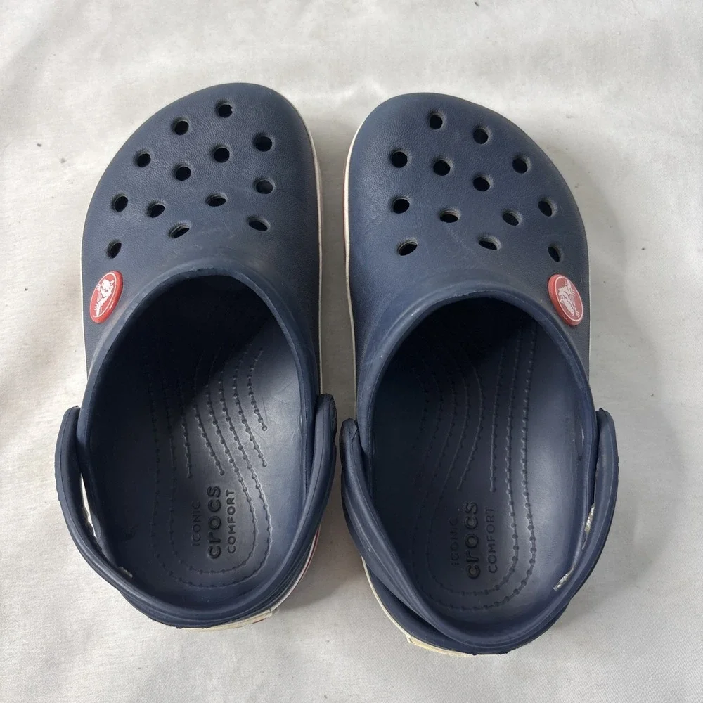 Crocs Kids' Crocband Clog Navy Blue Red And White Size 9 C Water Shoes Comfort